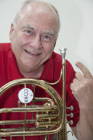 The legendary Tony Scodwell with his Legends Brass mellophonium mouthpiece.